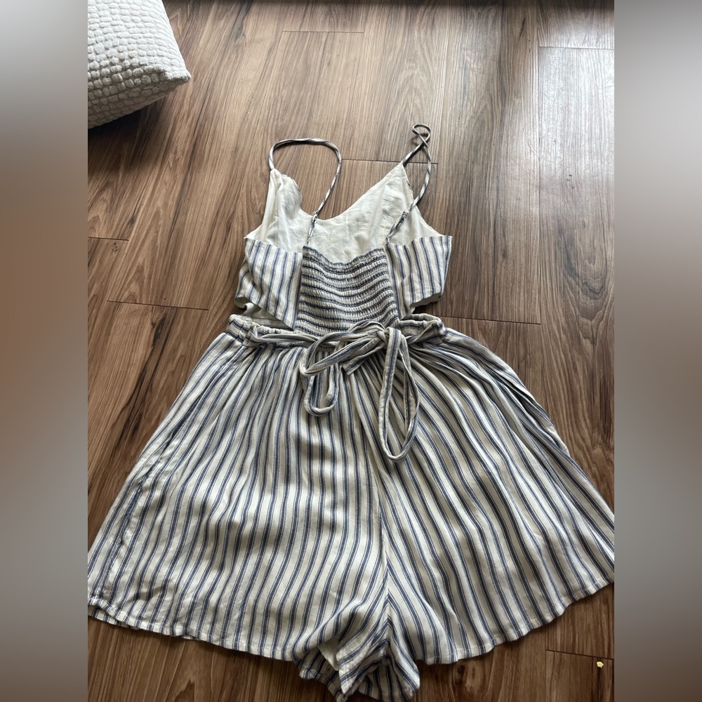Blue and white stripped romper from American Eagle
